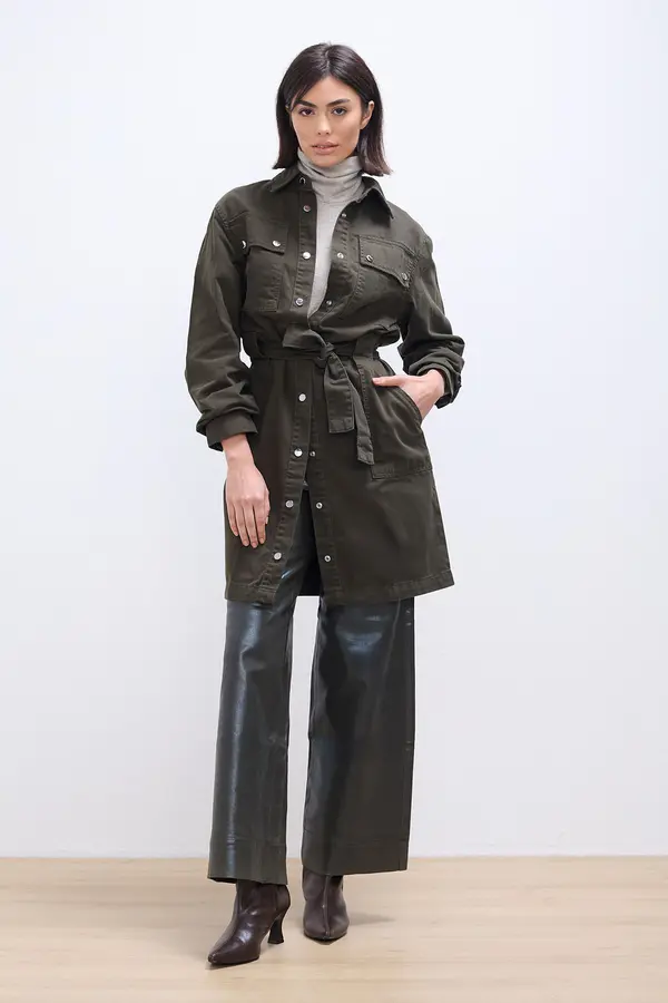 VESTIDO DE SARJA CHAMISE VERDE MILITAR