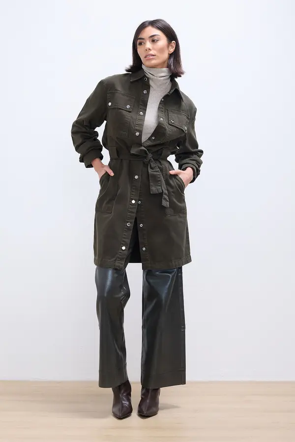 VESTIDO DE SARJA CHAMISE VERDE MILITAR