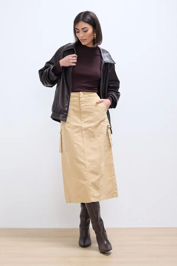 SAIA DE SARJA COM BOLSOS CARGO