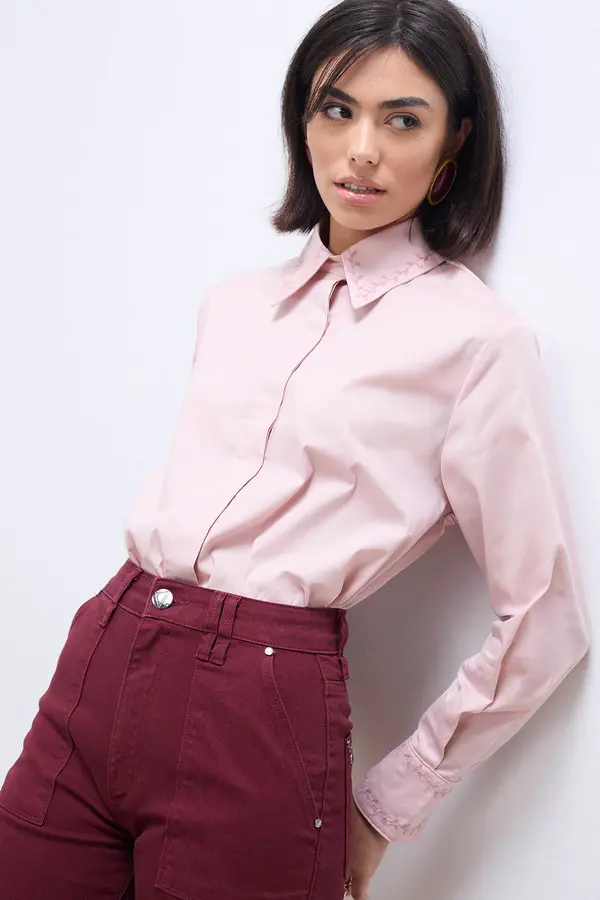 CALÇA DE SARJA PANTALONA SLIM MARSALA