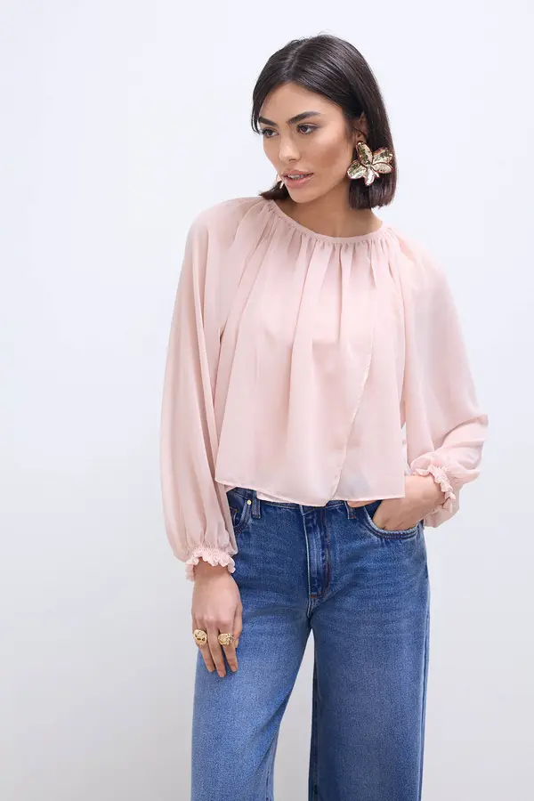 BLUSA MANGA LONGA COM TRANSPASSE