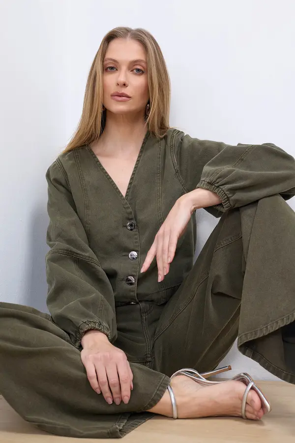 JAQUETA DE SARJA VERDE MILITAR