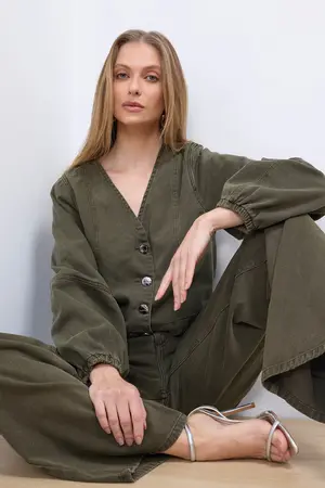 JAQUETA DE SARJA VERDE MILITAR