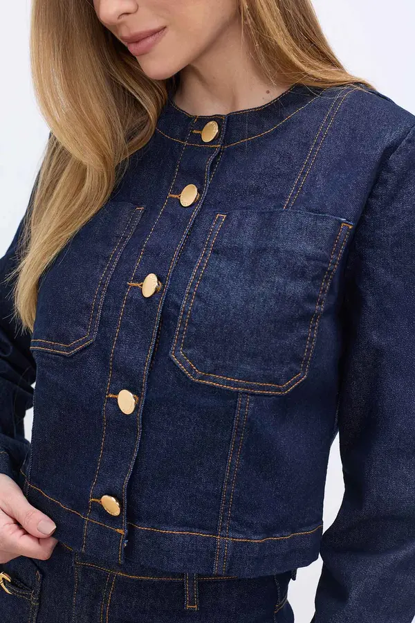 JAQUETA JEANS TRUCKER DENIM ESCURO