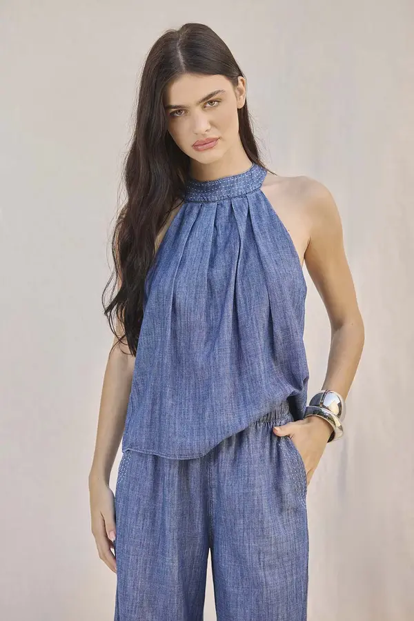 BLUSA JEANS LEVE DENIM MÉDIO