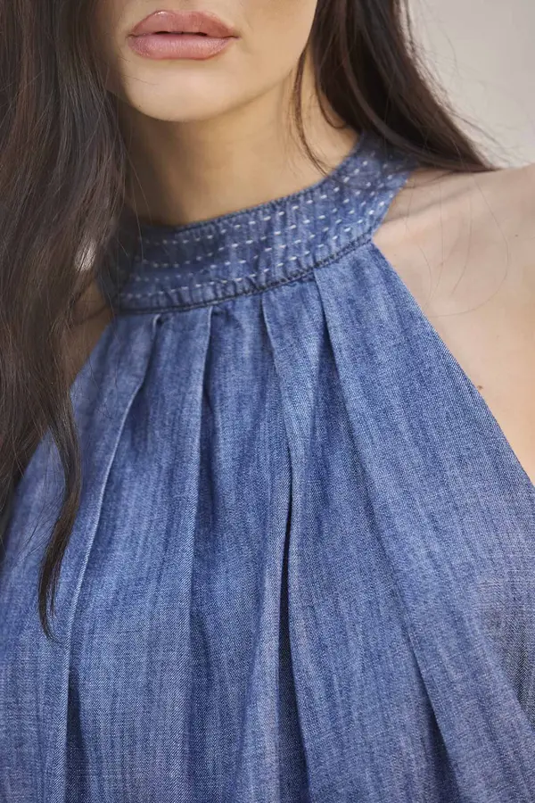 BLUSA JEANS LEVE DENIM MÉDIO