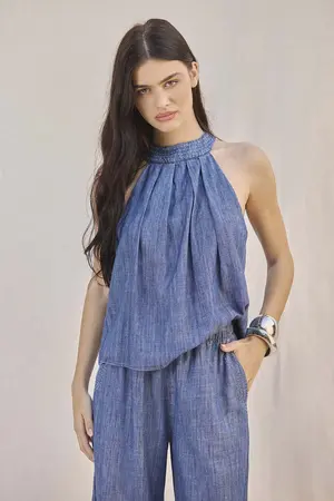 BLUSA JEANS LEVE DENIM MÉDIO