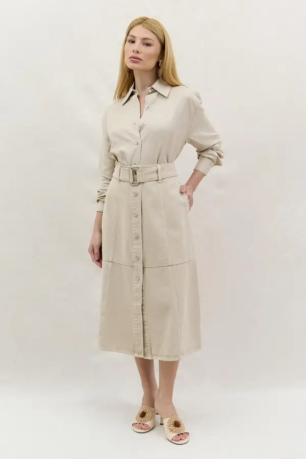 SAIA DE SARJA EVASÊ COM CINTO AVEIA