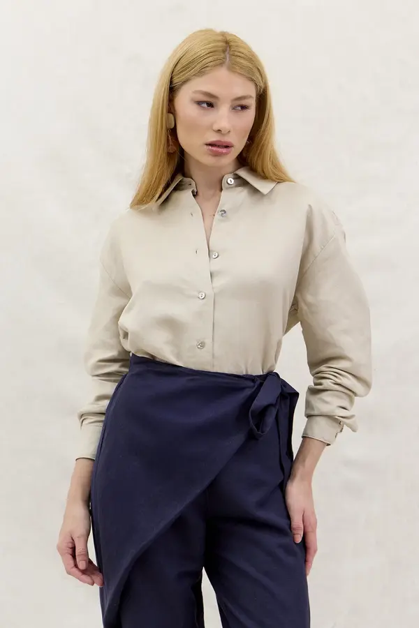 CAMISA DE LINHO MANGA LONGA AVEIA