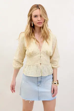 BLUSA LAISE PEPLUM MANTEIGA