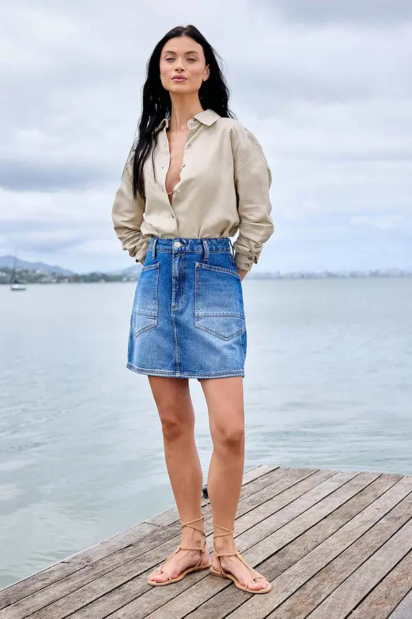 SAIA JEANS MAXI BOLSOS DENIM ESCURO