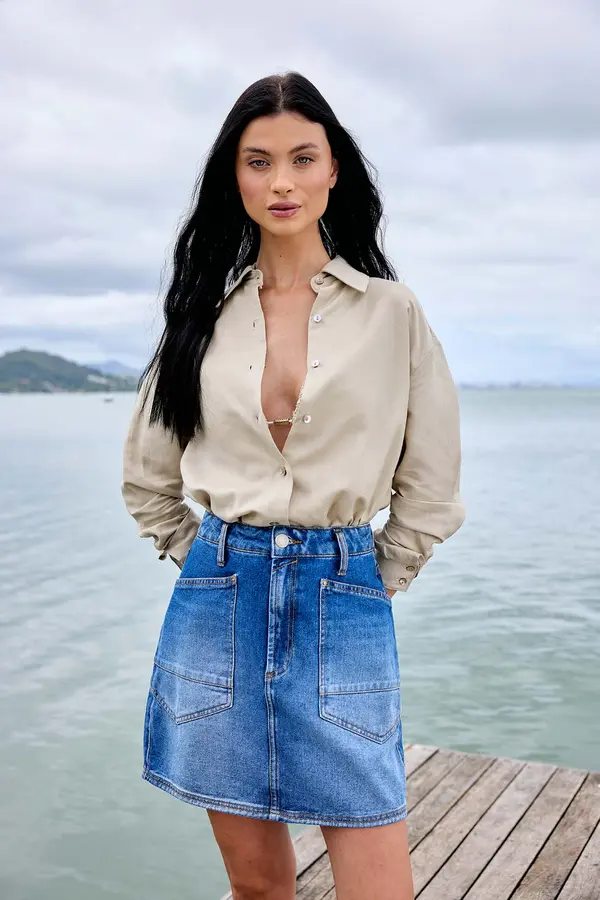 SAIA JEANS MAXI BOLSOS DENIM ESCURO