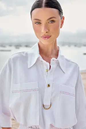 CAMISA AMPLA DE LINHO COM BOLSOS