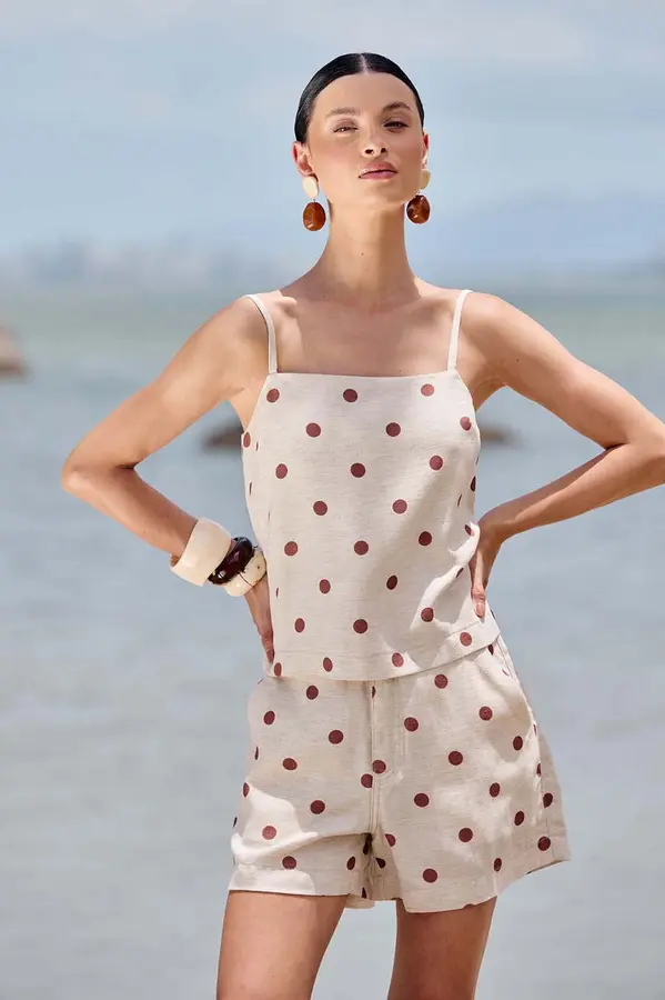 BLUSA COM LINHO DE ALÇAS POÁ