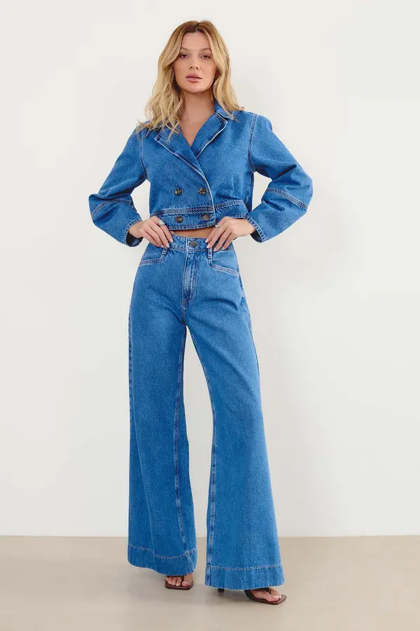 CALÇA JEANS PANTALONA DENIM MÉDIO