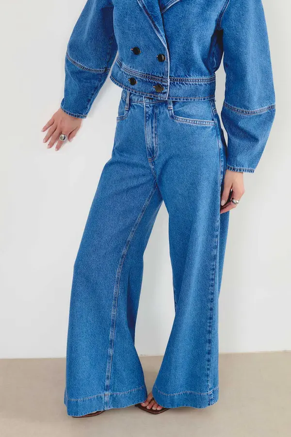 CALÇA JEANS PANTALONA DENIM MÉDIO