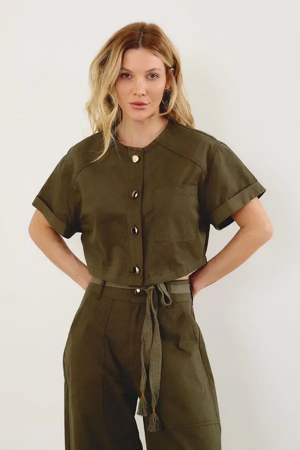 CAMISA DE SARJA MANGA CURTA VERDE
