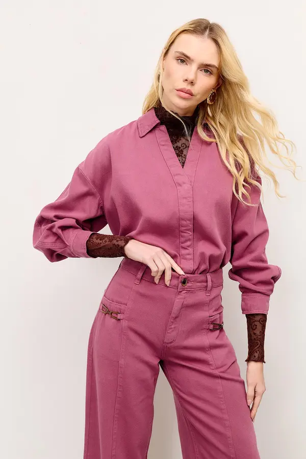 CALÇA DE SARJA RETA MARSALA