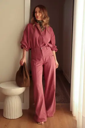 CALÇA DE SARJA RETA MARSALA