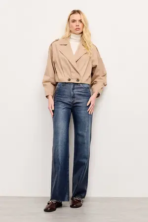 CALÇA JEANS RETA RESINADA DENIM ESCURO